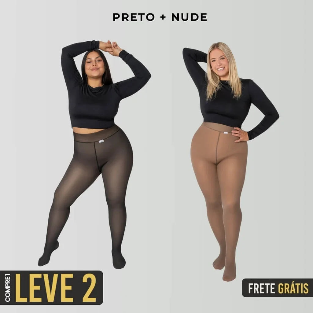 (COMPRE 1 LEVE 2) Meia-calça Peluciada de Lã Translúcida